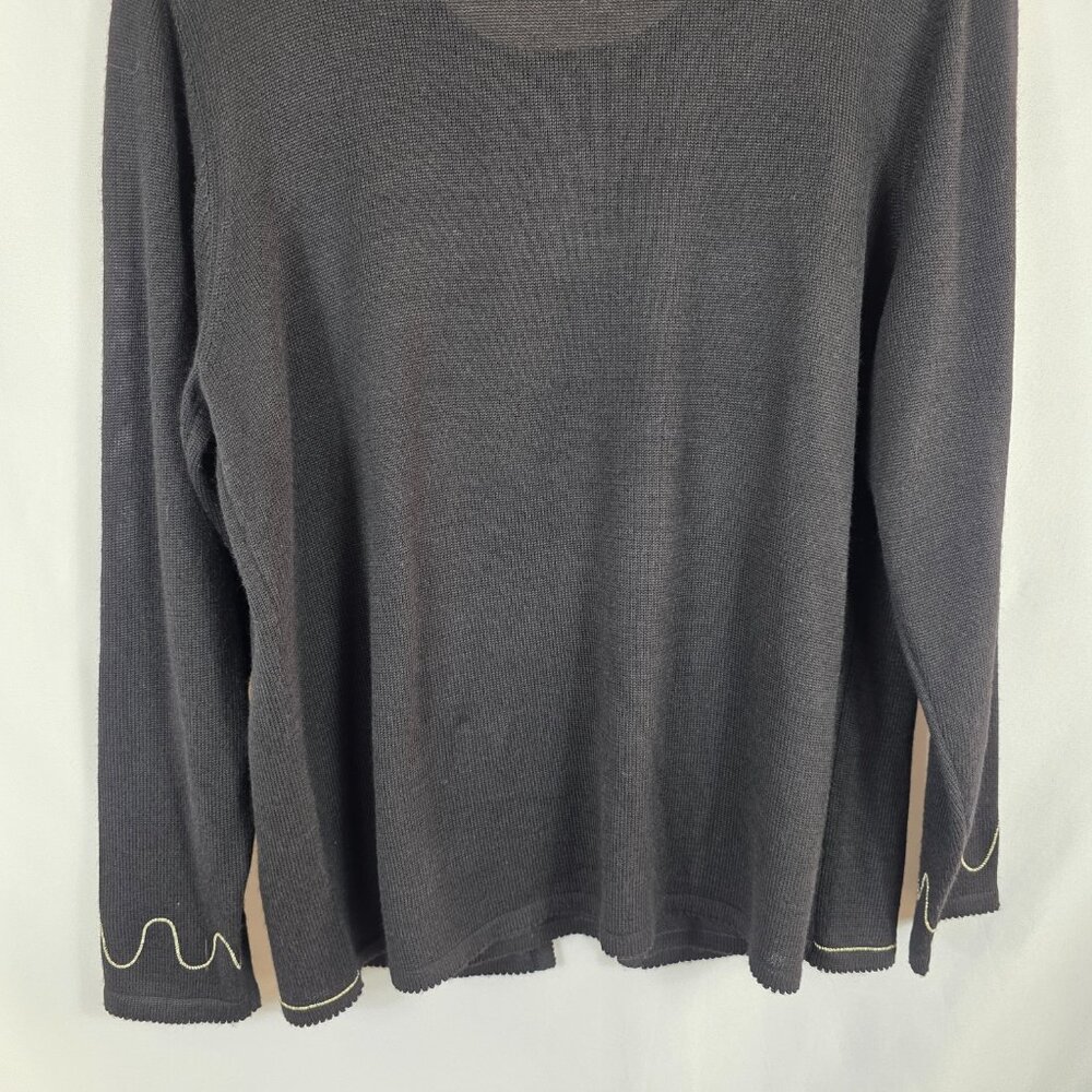 Alfred Dunner Black Wool Blend Cardigan Sweater & Shell Size Medium Embellished - Picture 13 of 13